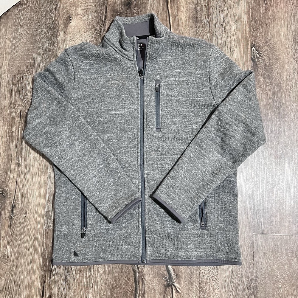 UNTUCKit Kezoh Sweater Mens Medium Gray Long Sleeve Full-Zip Fleece Casual